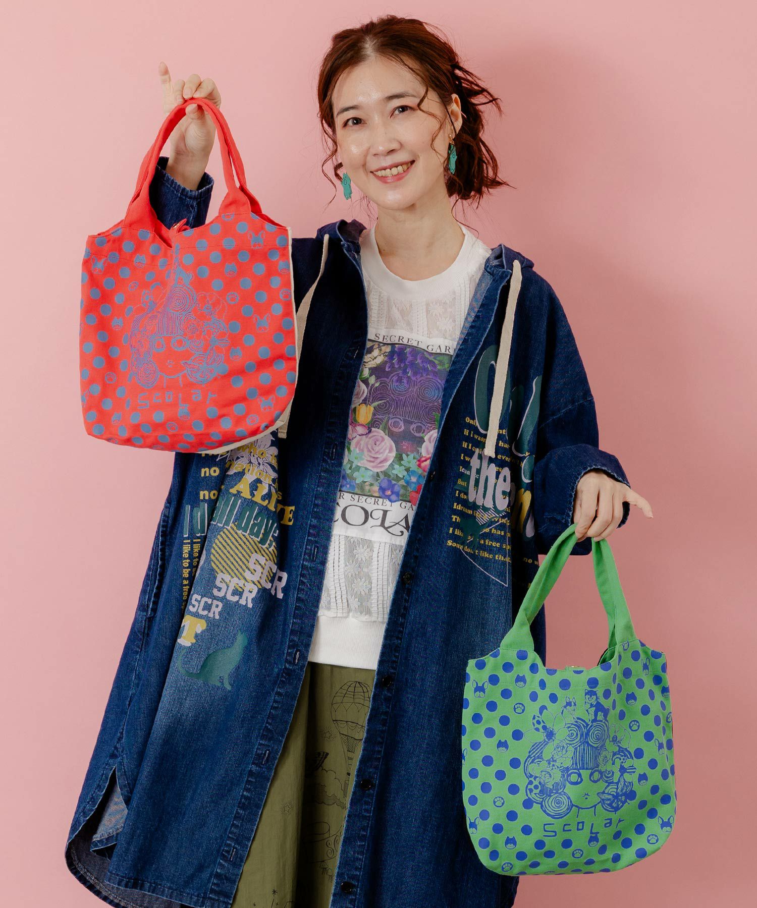 スカラーちゃんドット柄ランチトートバッグ-2