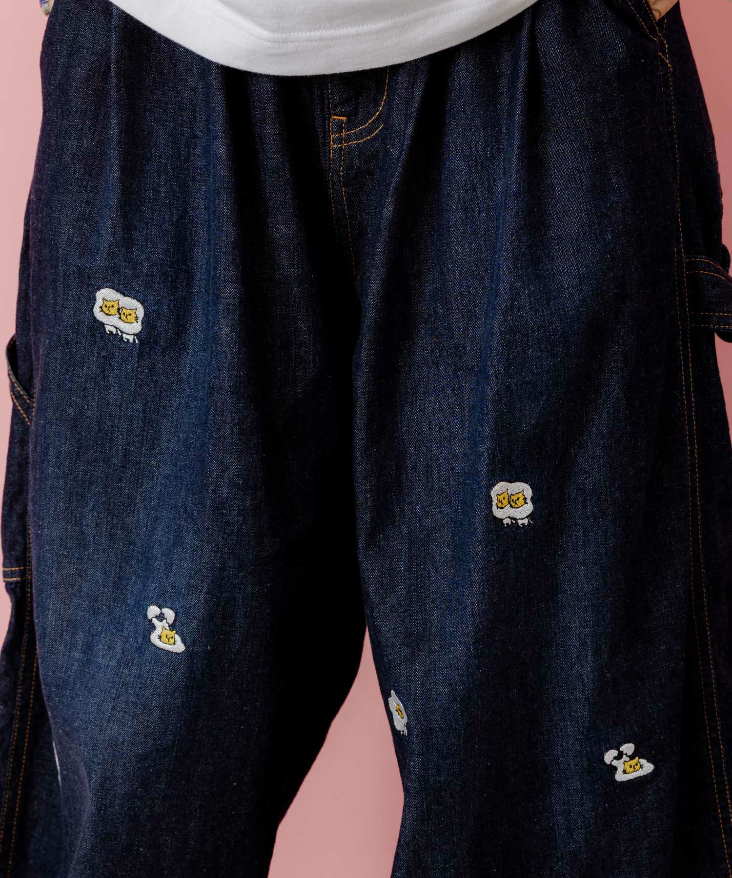 パリティーのネコ目玉焼き刺繍パンツ-6