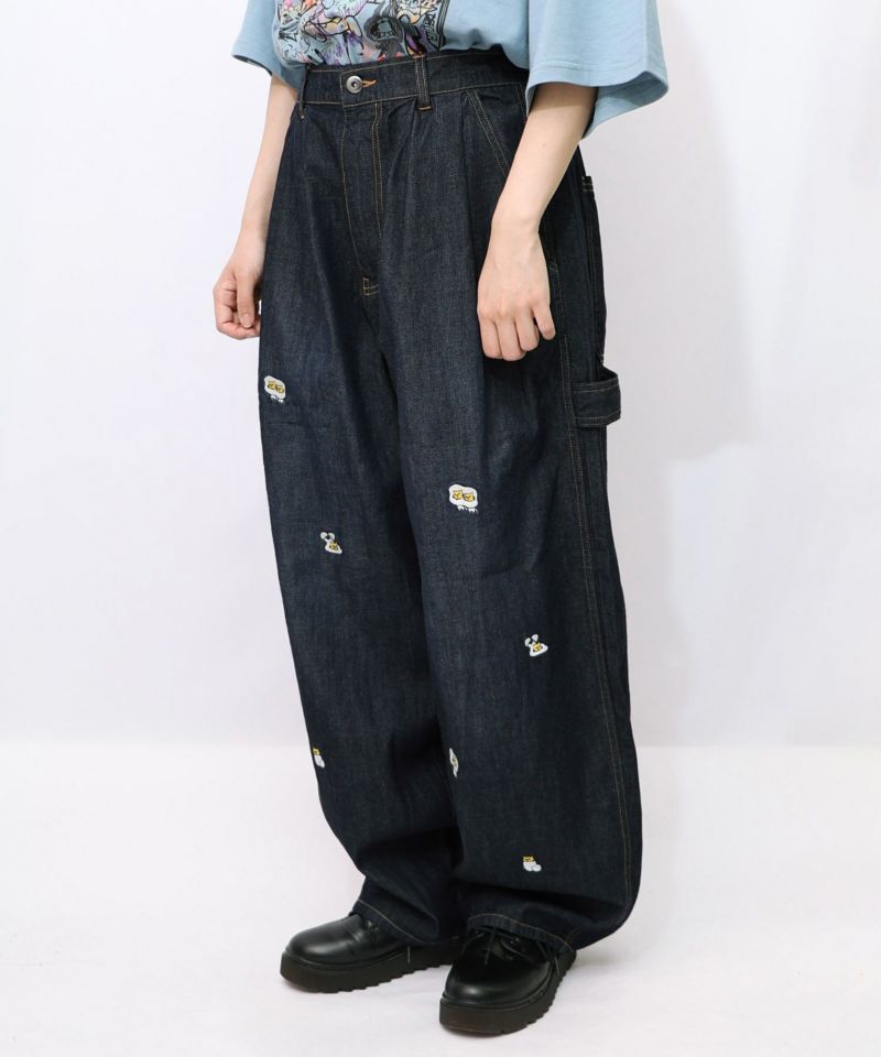 パリティーのネコ目玉焼き刺繍パンツ-12