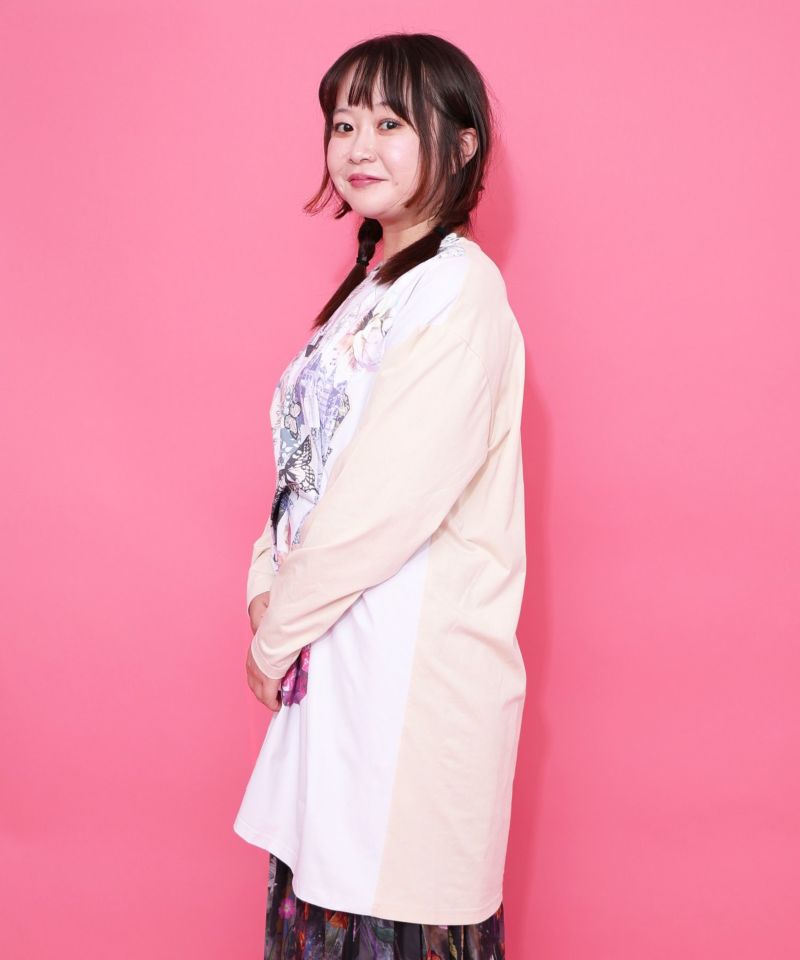 花蝶コラージュ柄ワンピース-4