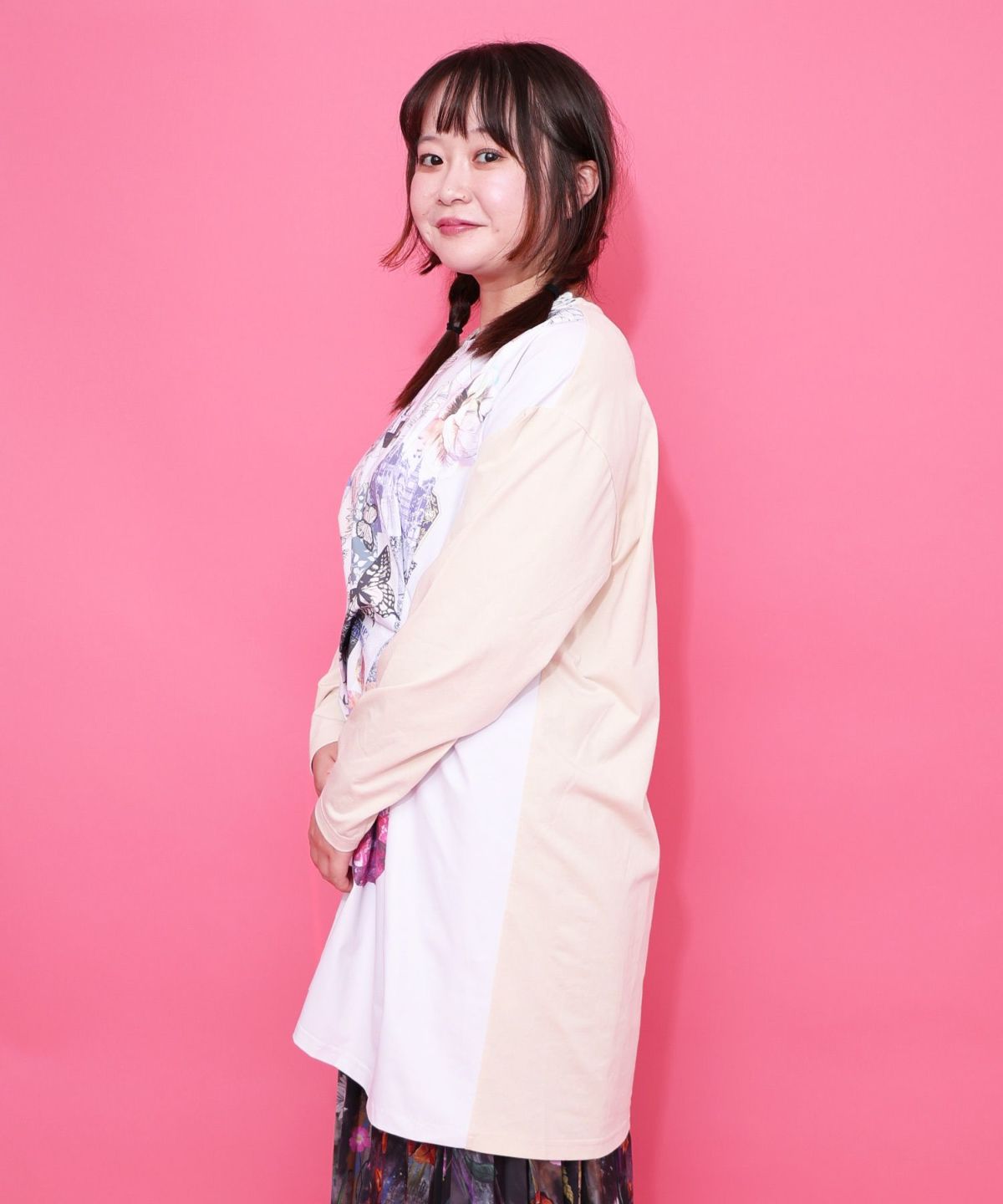 花蝶コラージュ柄ワンピース-4