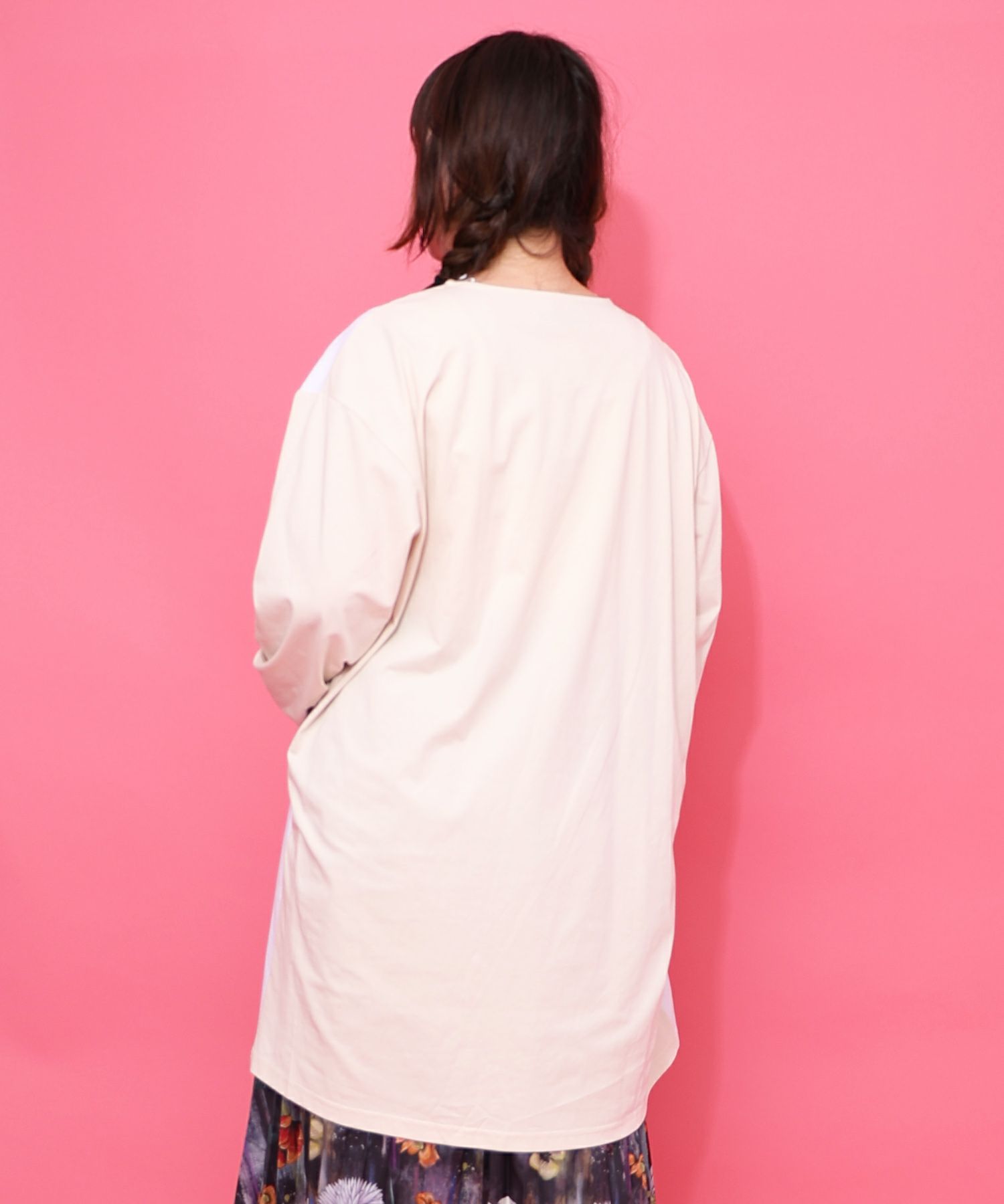 花蝶コラージュ柄ワンピース-5