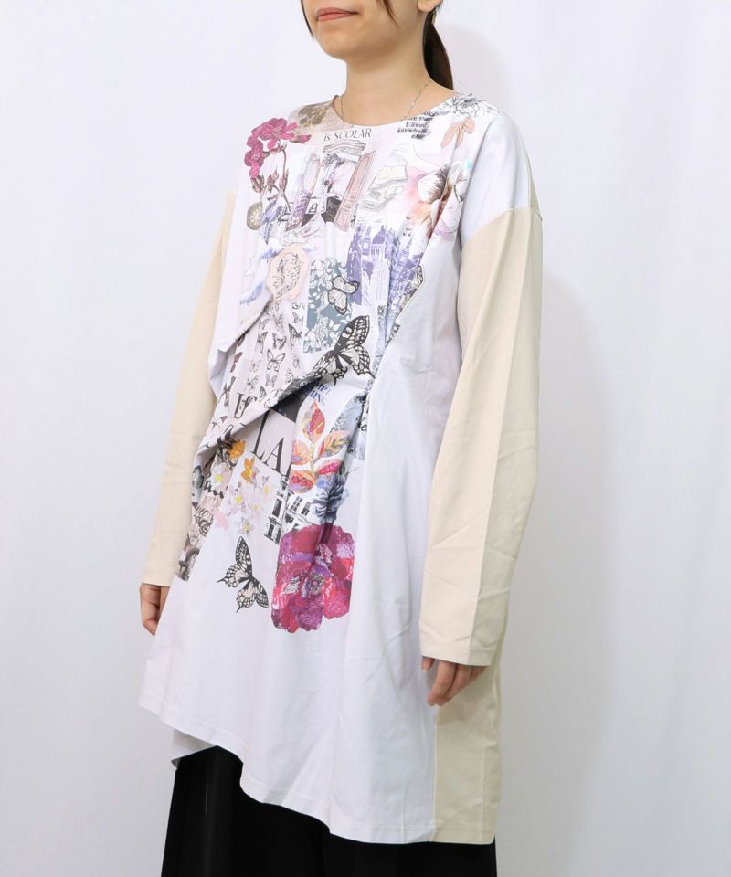 花蝶コラージュ柄ワンピース-8