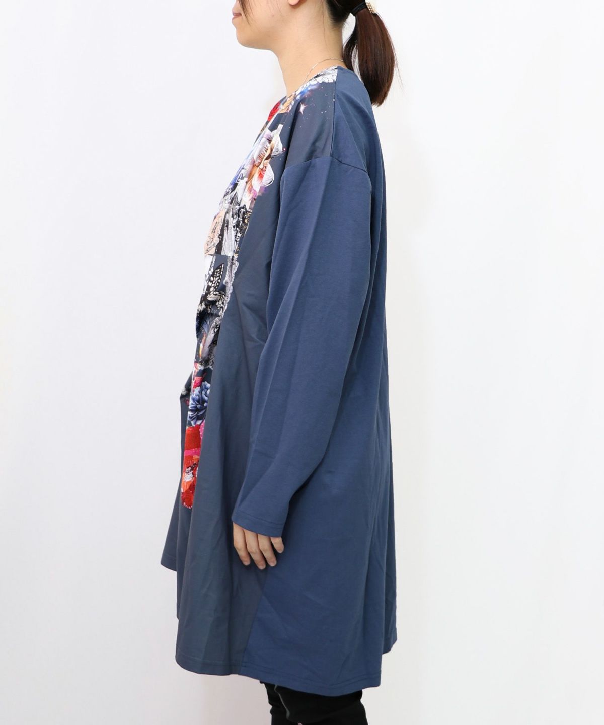 花蝶コラージュ柄ワンピース-16