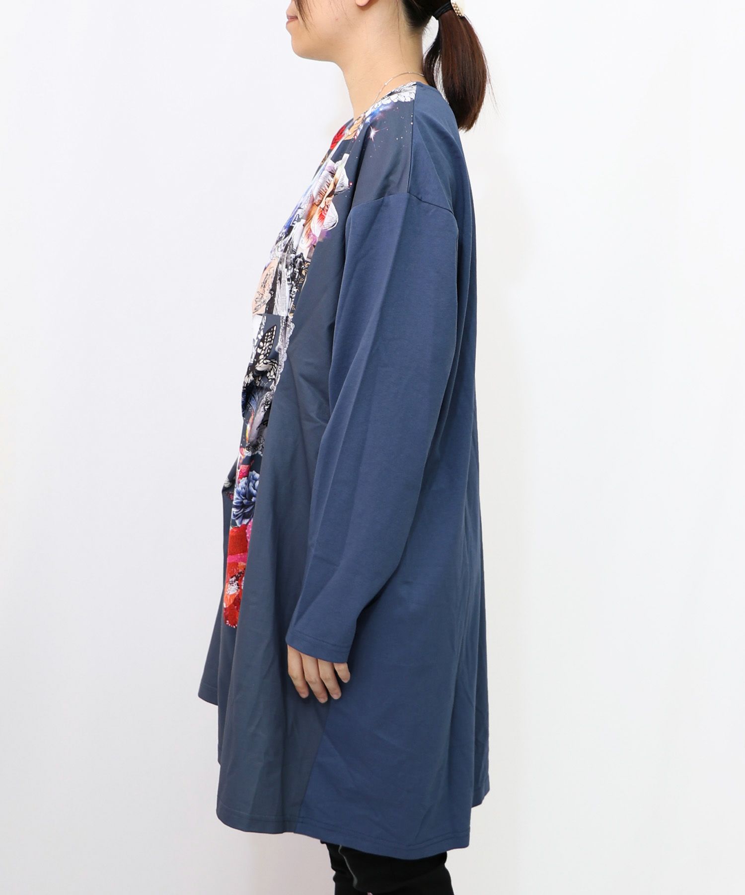 花蝶コラージュ柄ワンピース-16