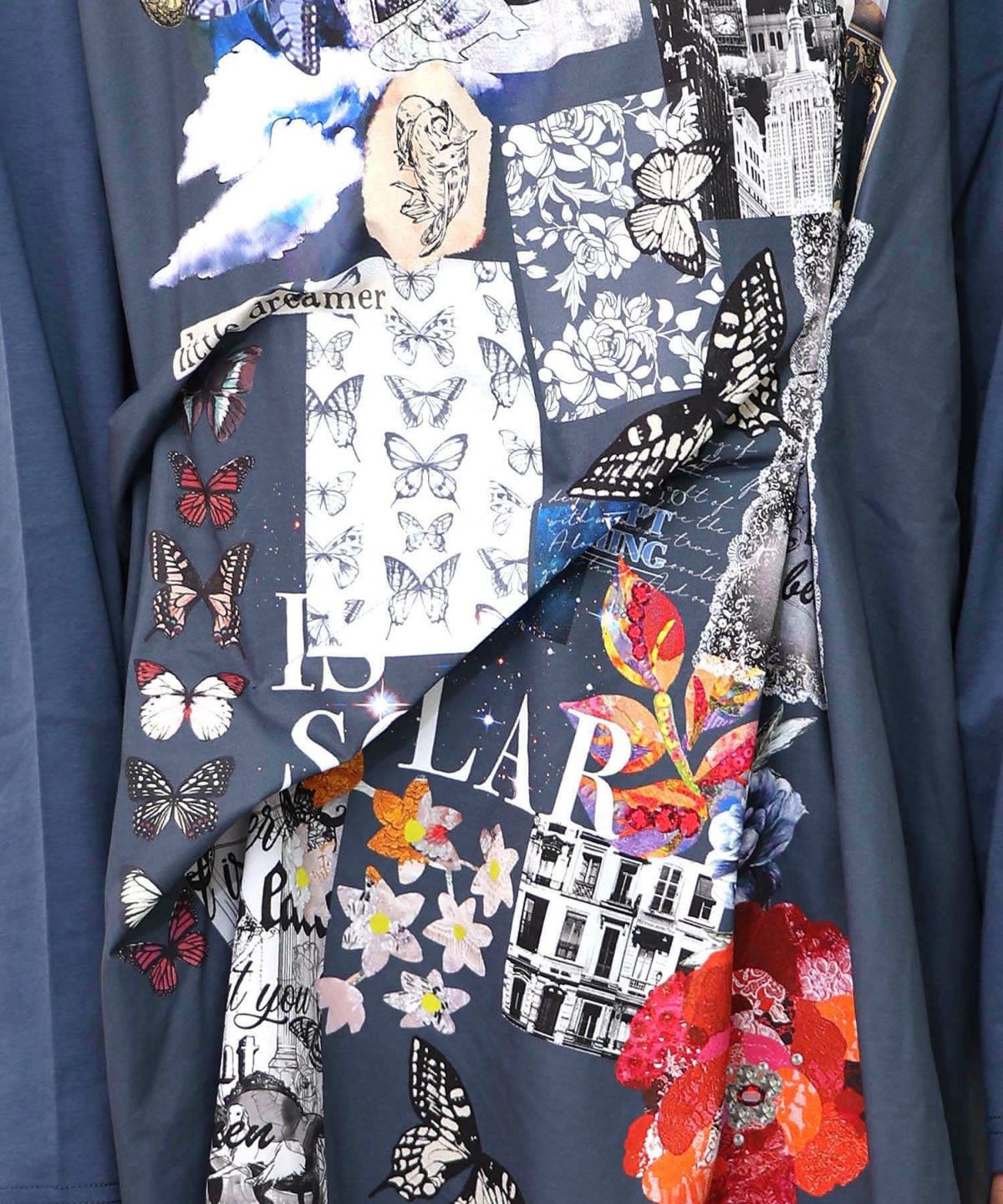 花蝶コラージュ柄ワンピース-22