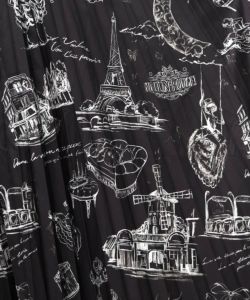 パリ・アート柄 リバーシブルプリーツスカート-12