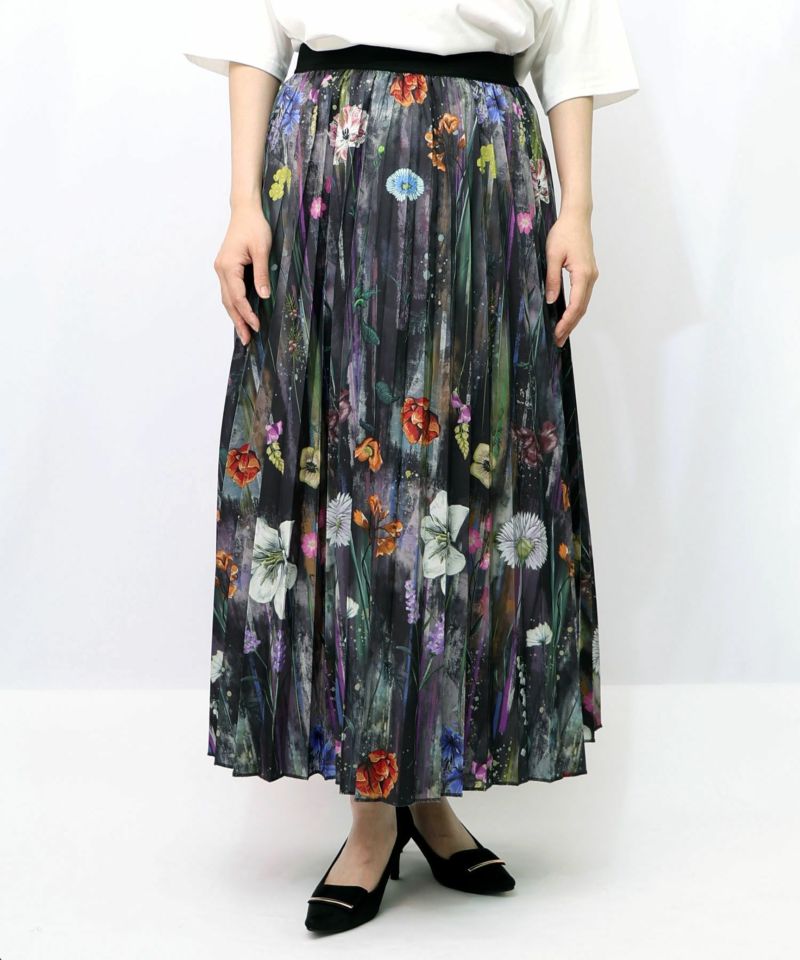 パリ・アート柄 リバーシブルプリーツスカート-15