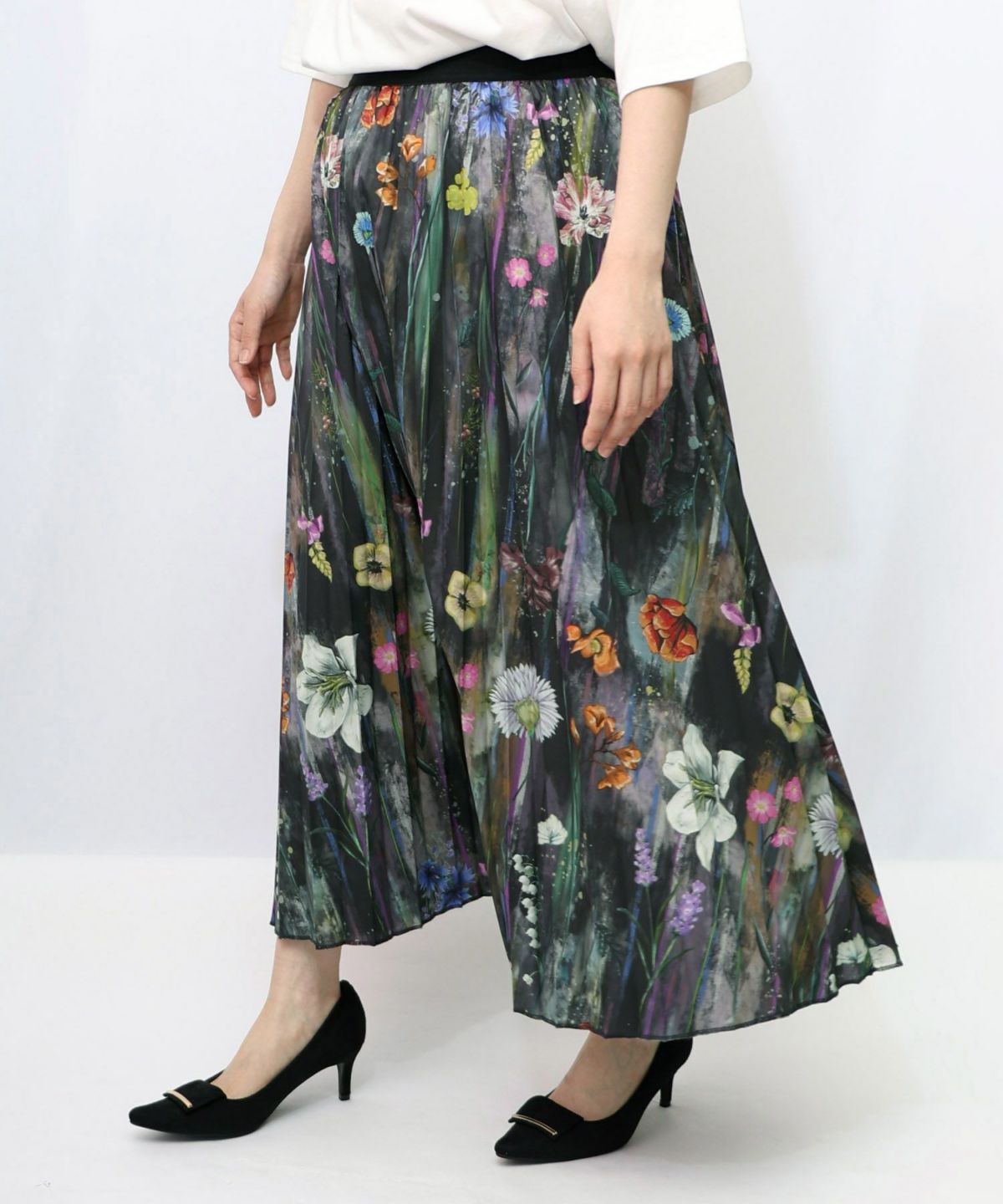 パリ・アート柄 リバーシブルプリーツスカート-16