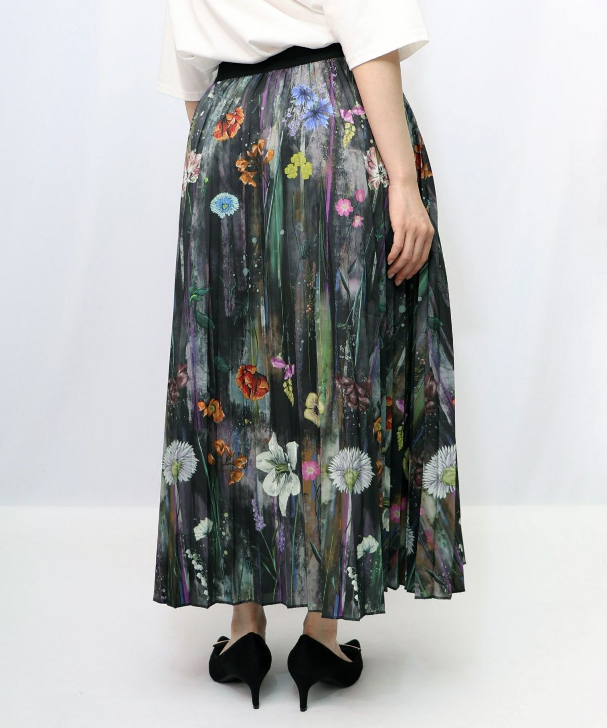 パリ・アート柄 リバーシブルプリーツスカート-17