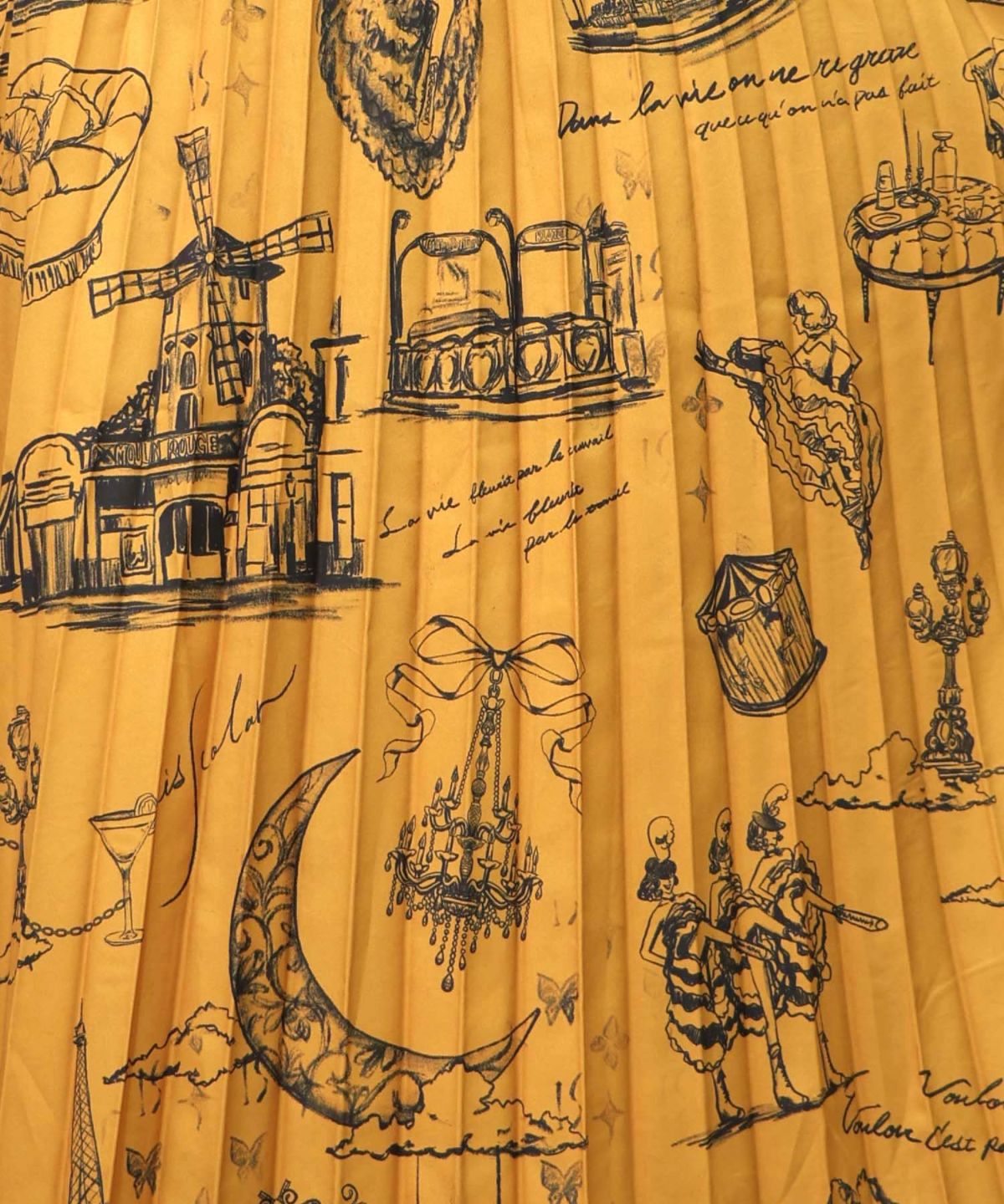 パリ・アート柄 リバーシブルプリーツスカート-24