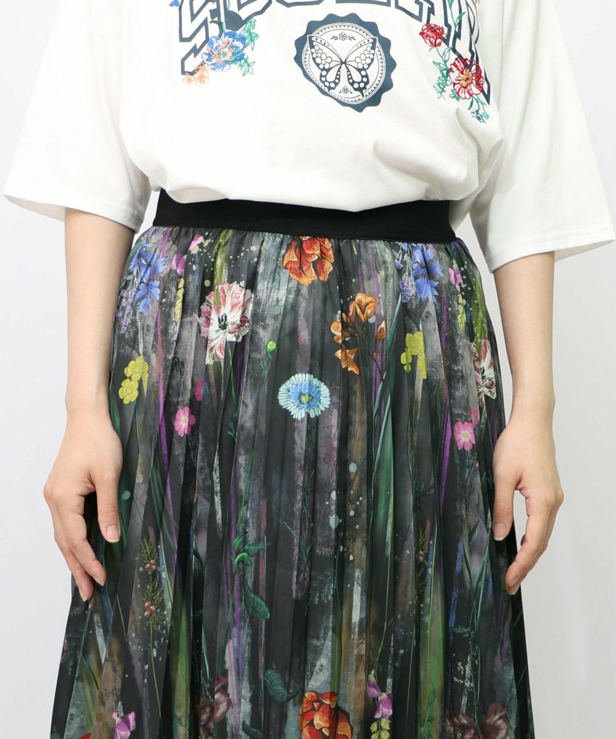 パリ・アート柄 リバーシブルプリーツスカート-27