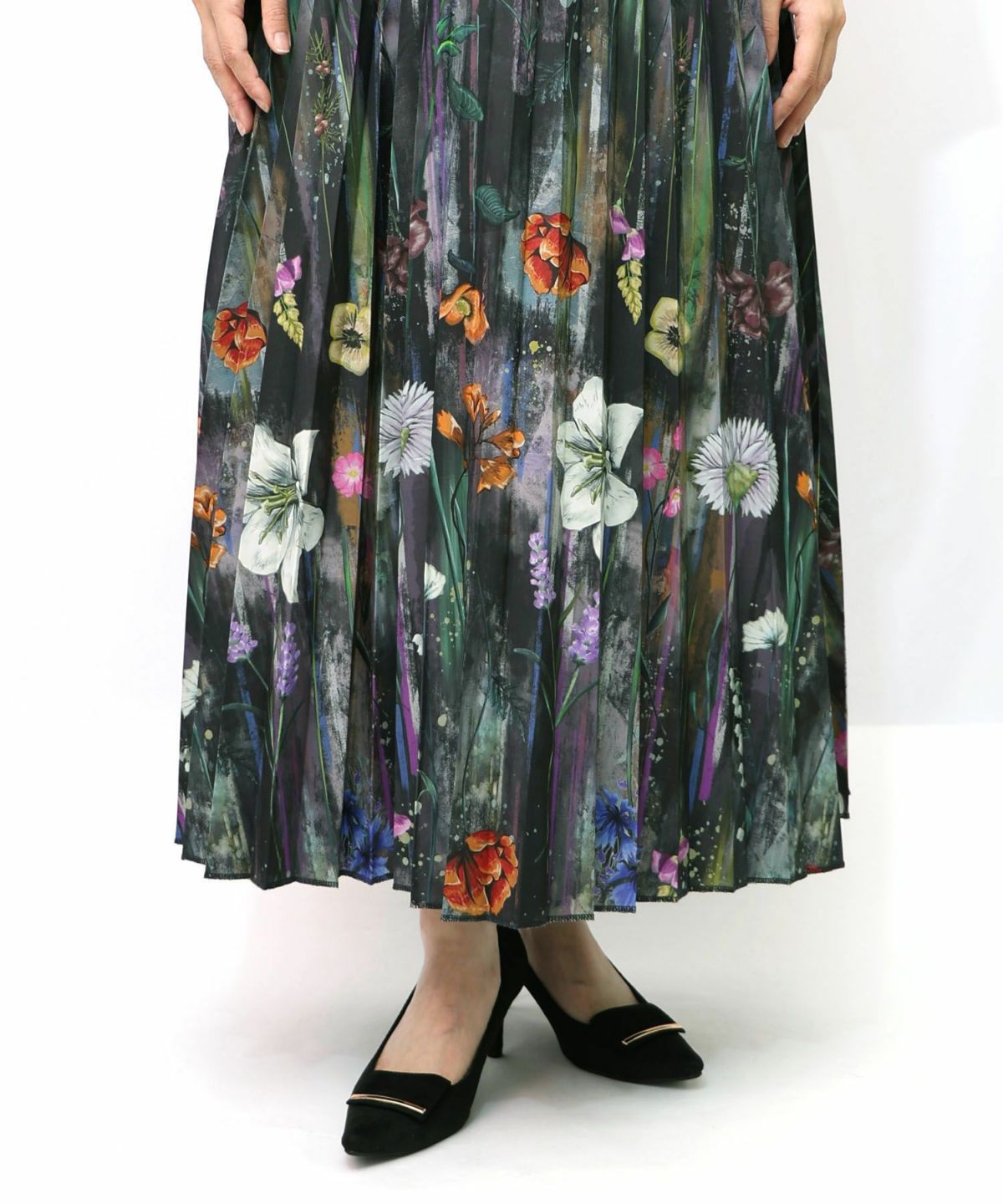 パリ・アート柄 リバーシブルプリーツスカート-28