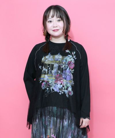scolar スカラー　花クラゲ柄レース切替ブラウス　サイズM 新品 ScoLar 【SALE 30%OFF】 スカラー 花 クラゲ柄 レース 切り替え