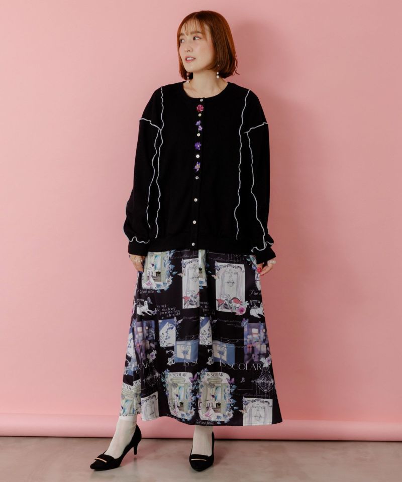 バイカラーメロウ ワッフルカーディガン-2