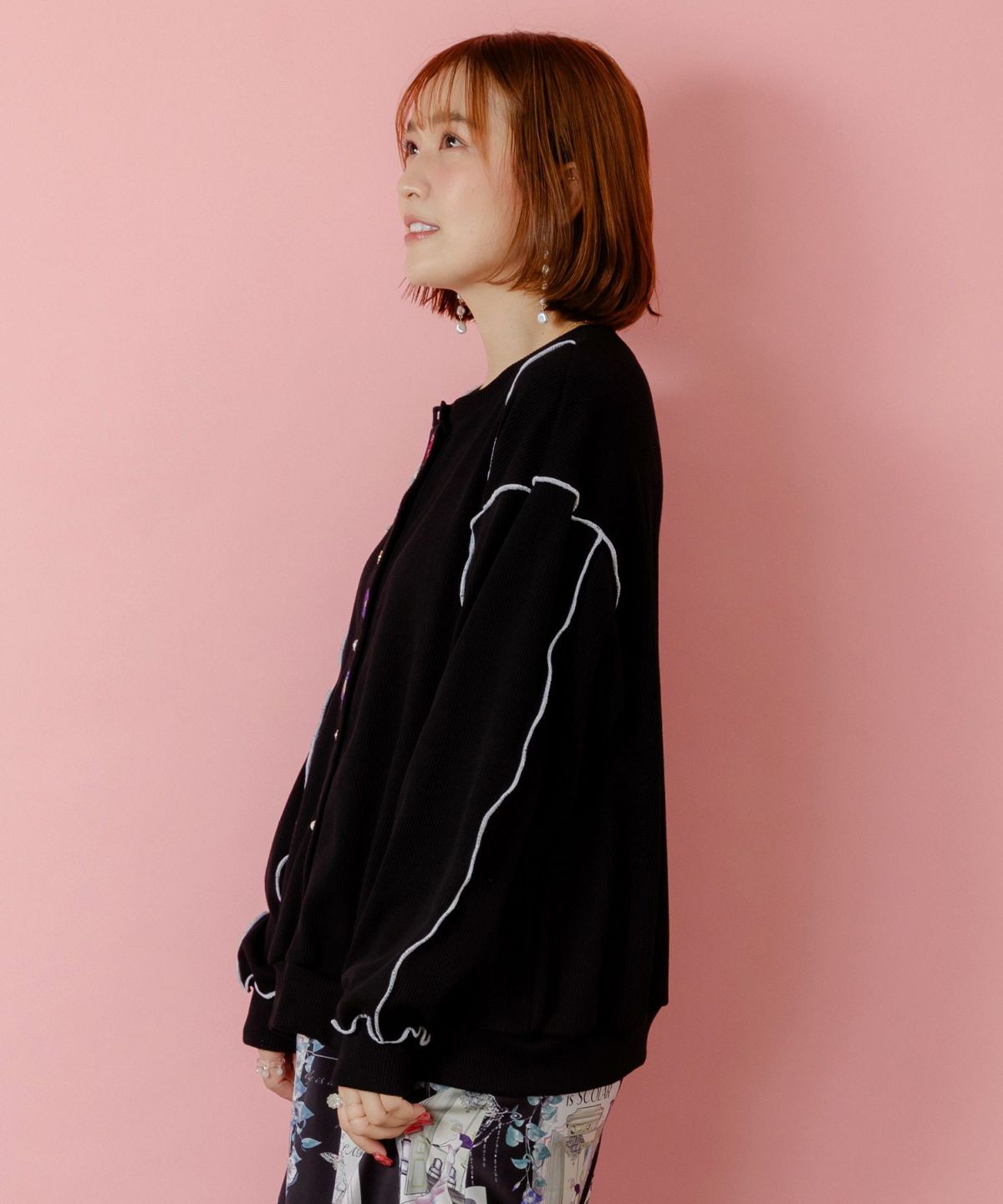 バイカラーメロウ ワッフルカーディガン-4