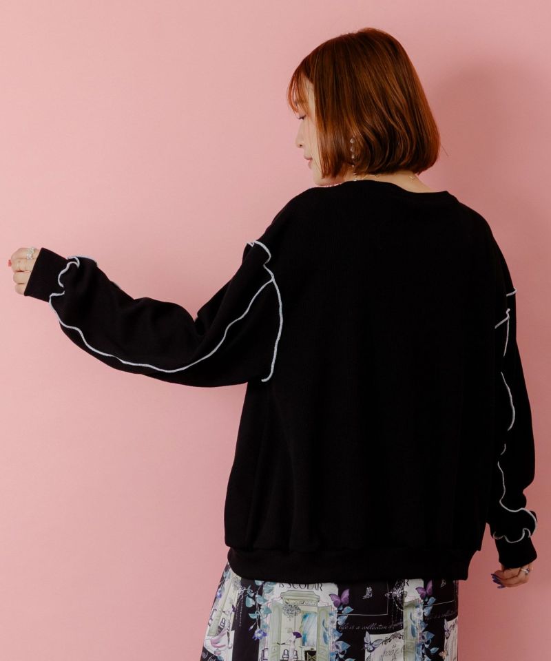 バイカラーメロウ ワッフルカーディガン-5