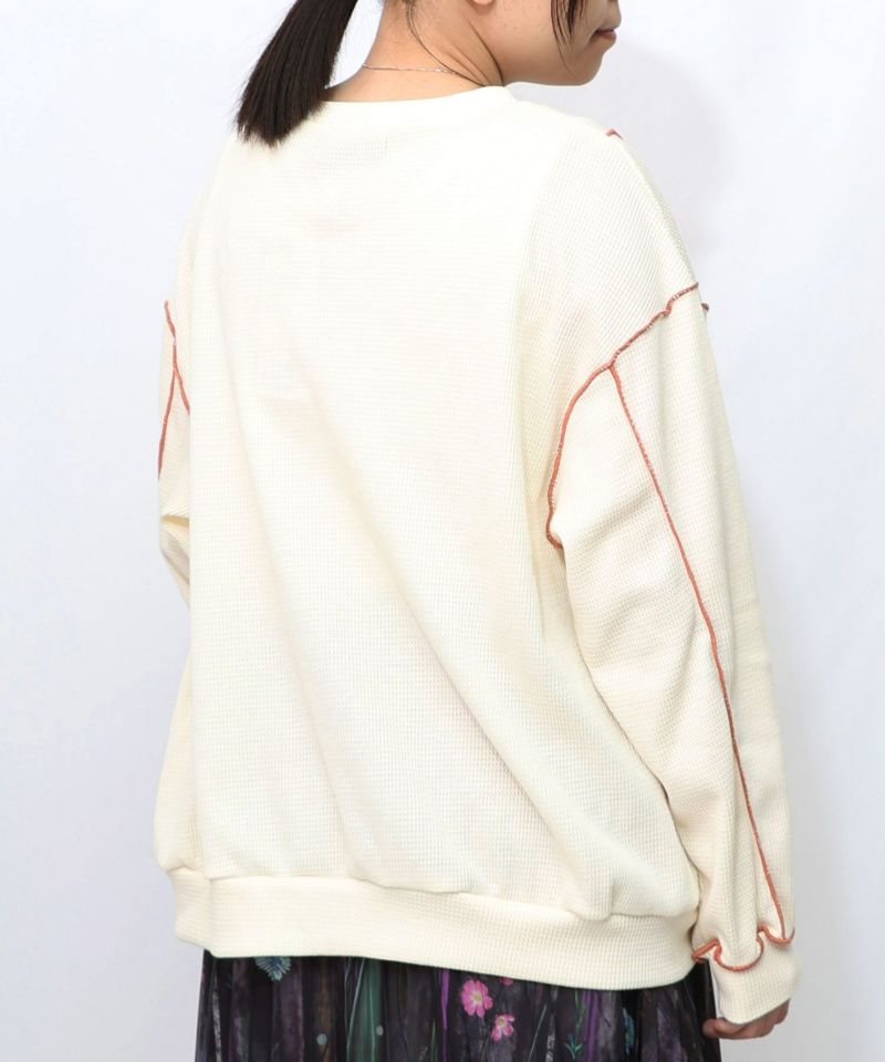 バイカラーメロウ ワッフルカーディガン-10
