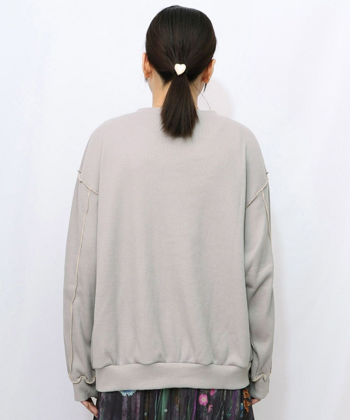 バイカラーメロウ ワッフルカーディガン-14