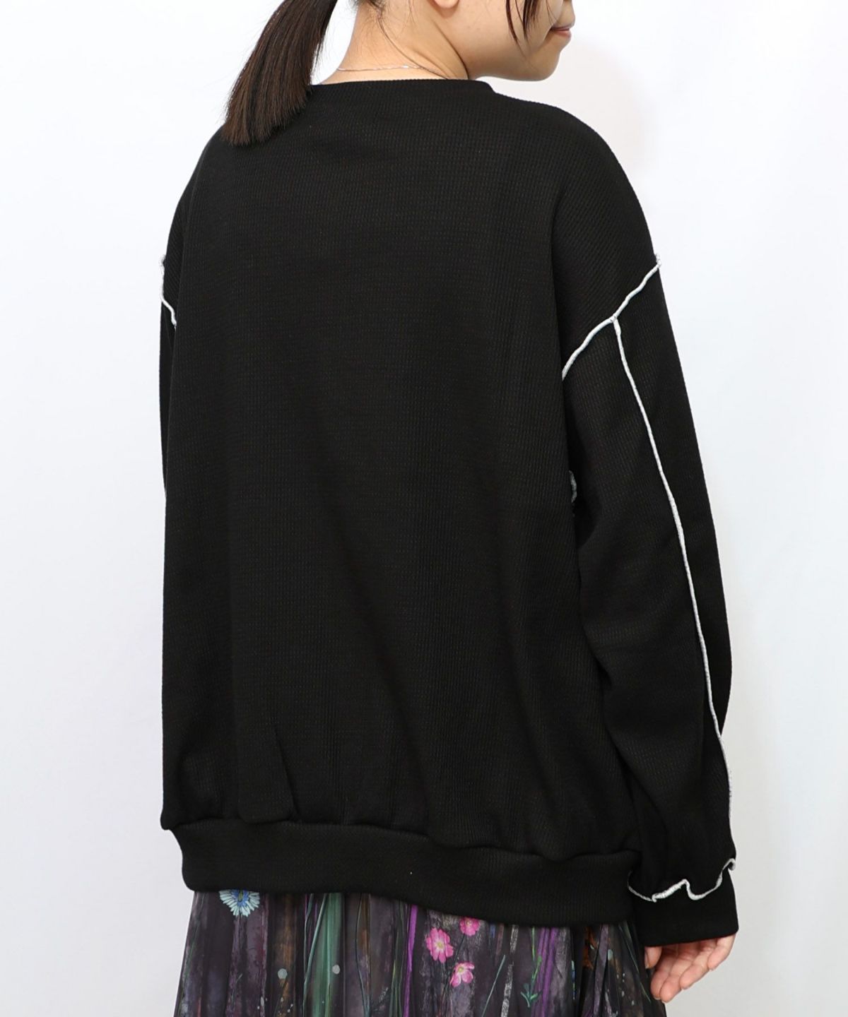 バイカラーメロウ ワッフルカーディガン-18