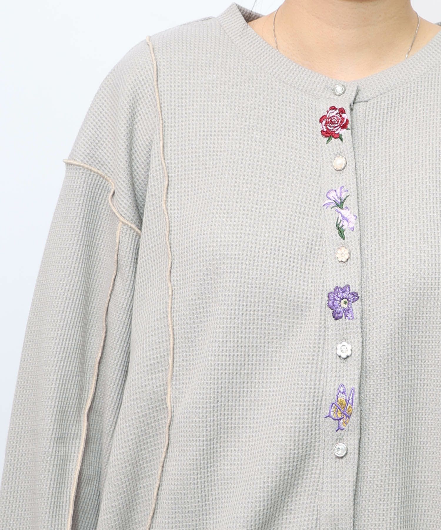 バイカラーメロウ ワッフルカーディガン-21