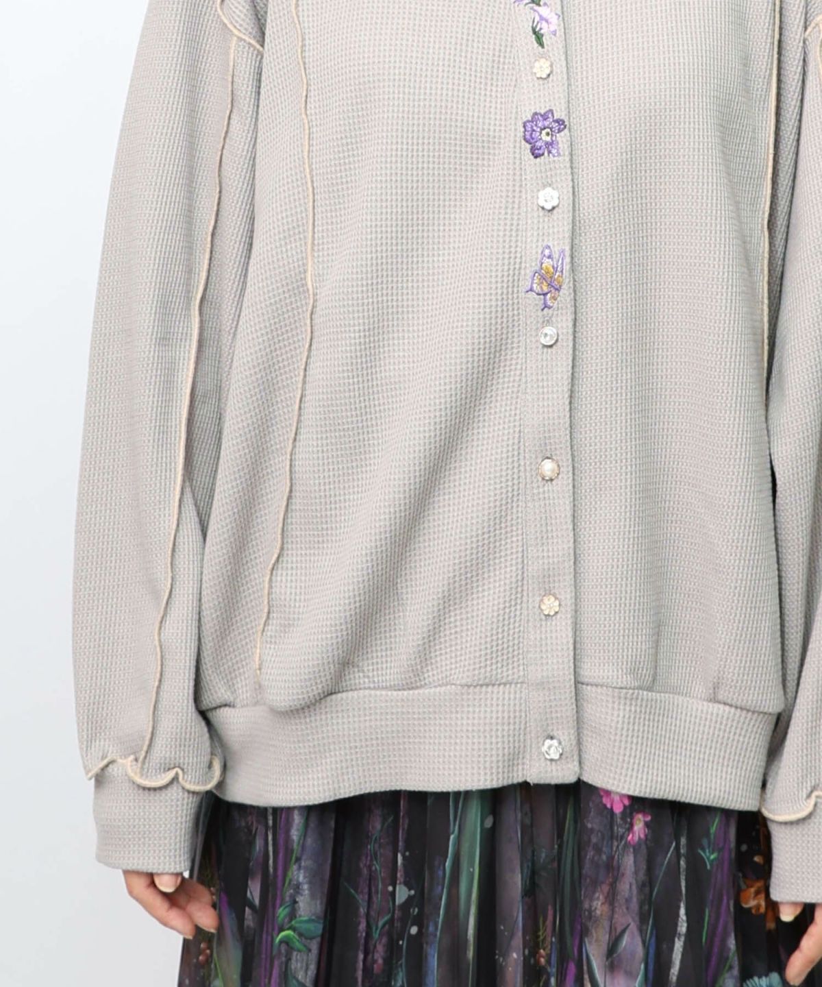 バイカラーメロウ ワッフルカーディガン-22