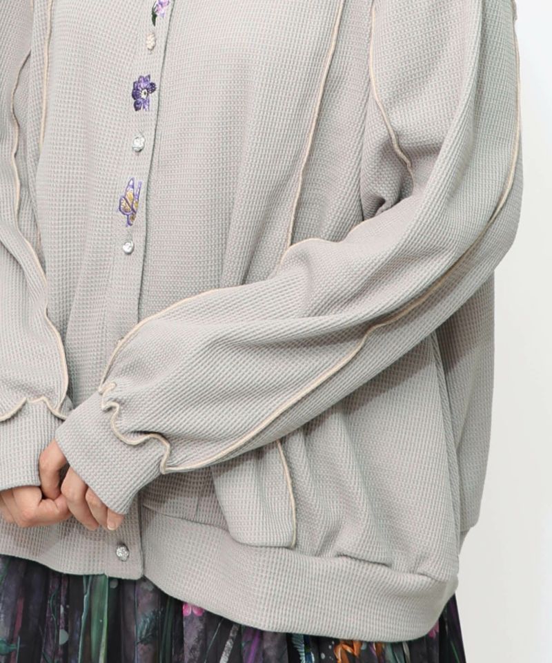 バイカラーメロウ ワッフルカーディガン-23