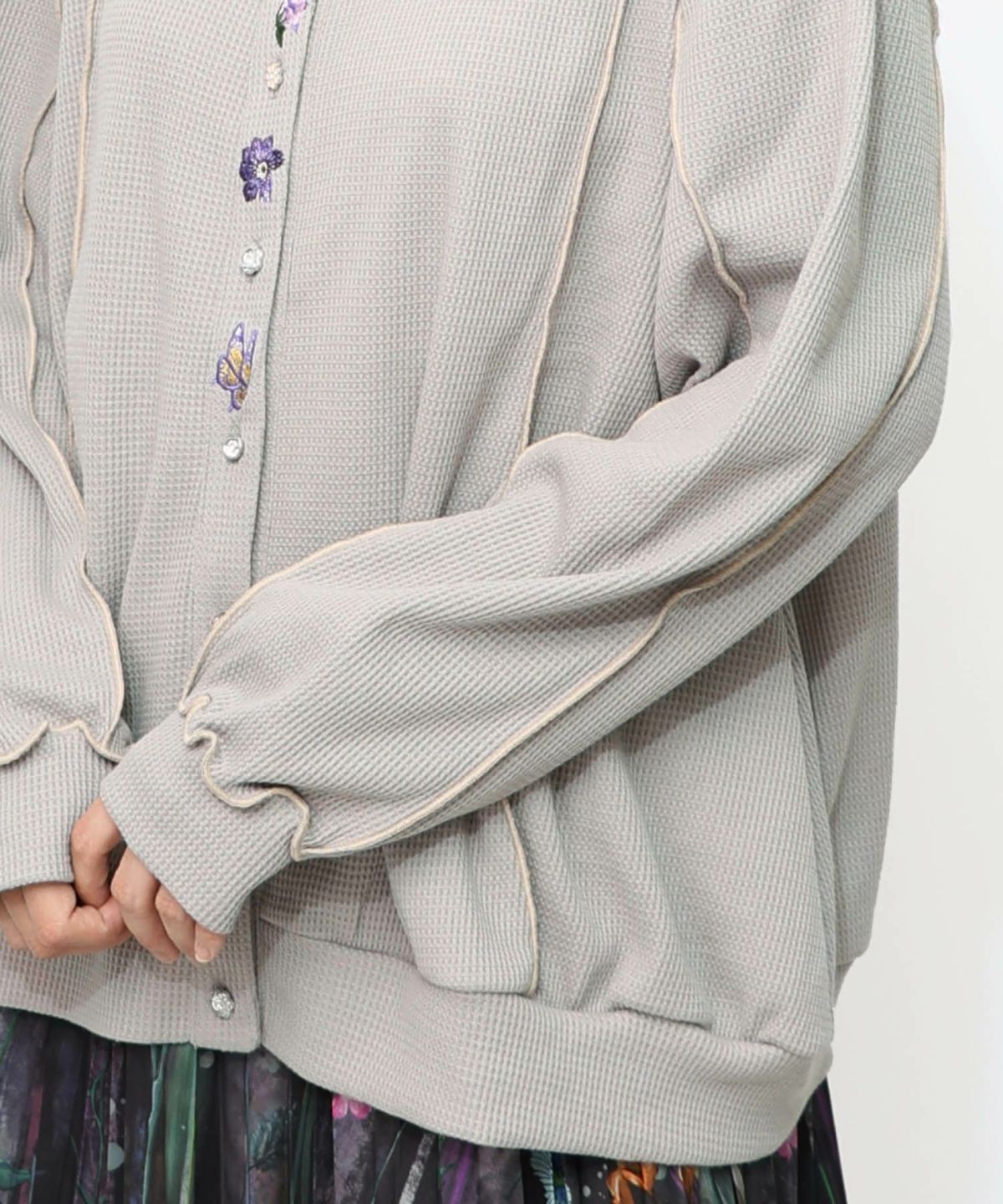 バイカラーメロウ ワッフルカーディガン-23