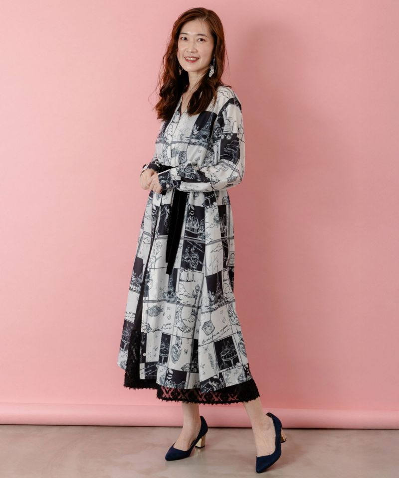 パリとブロックチェック柄ワンピース-4