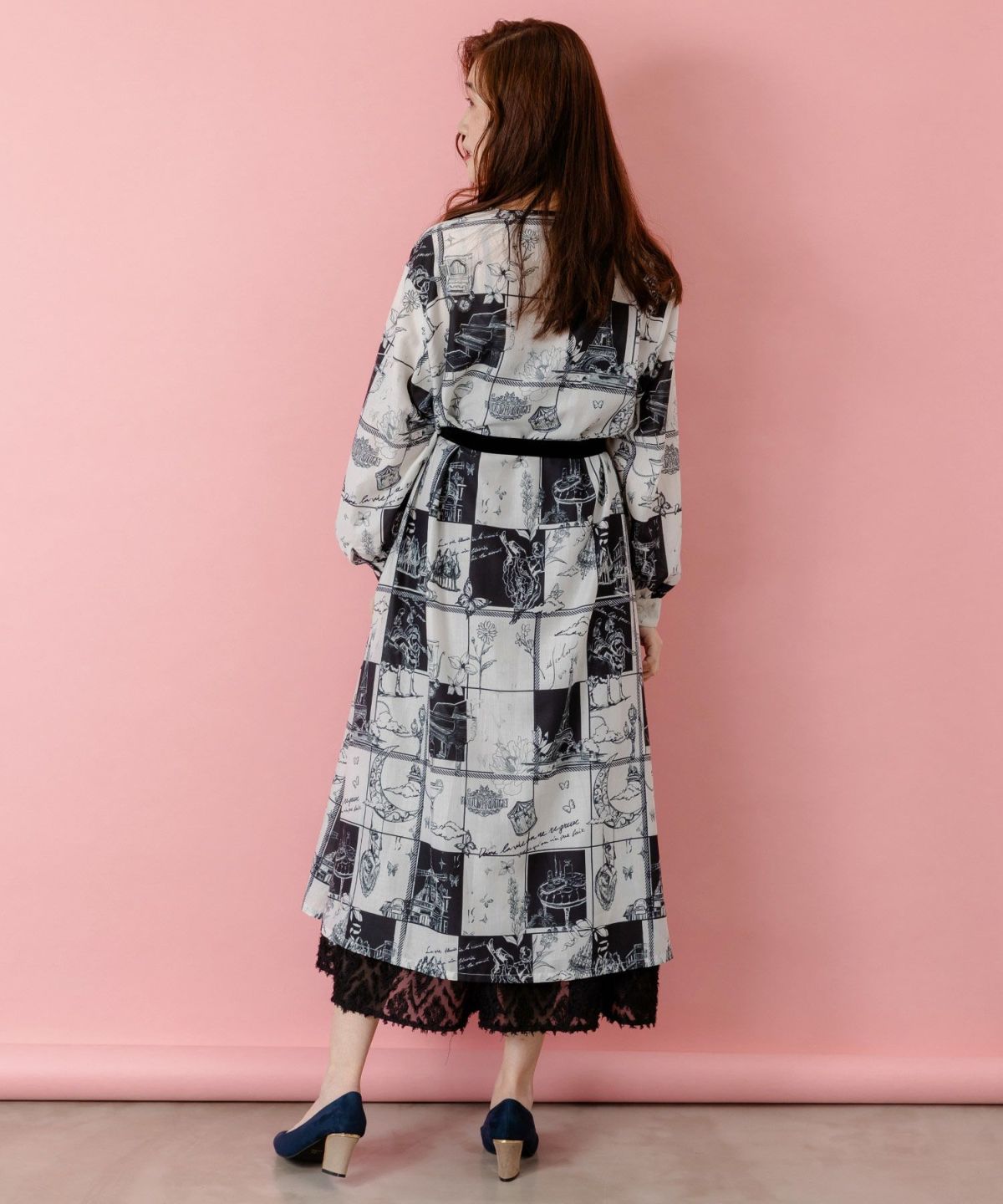 パリとブロックチェック柄ワンピース-5