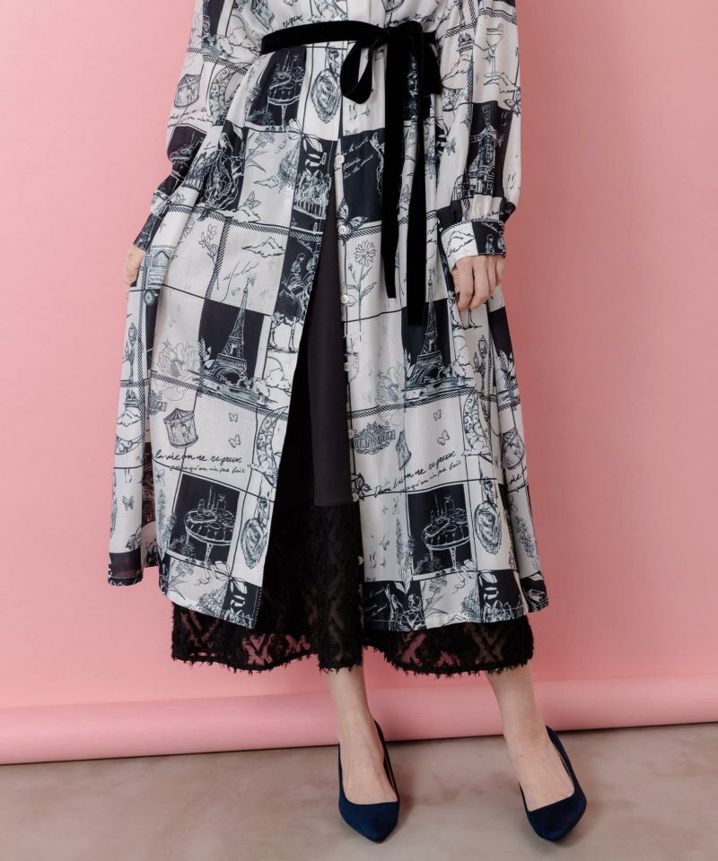 パリとブロックチェック柄ワンピース-6