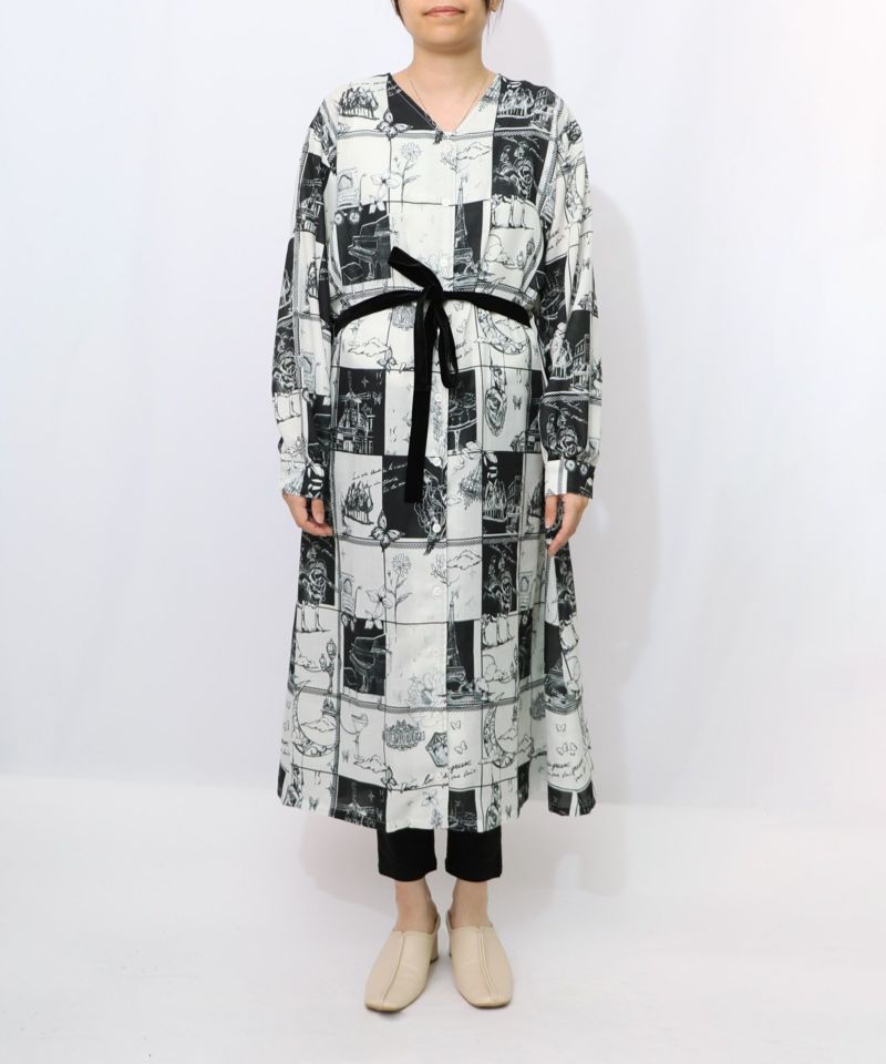 パリとブロックチェック柄ワンピース-9