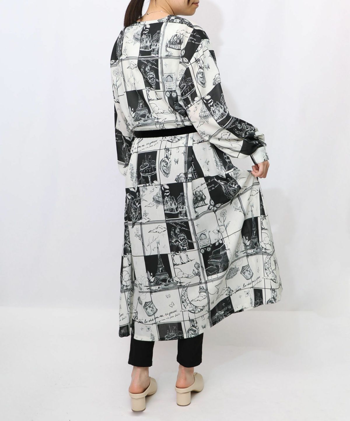 パリとブロックチェック柄ワンピース-11