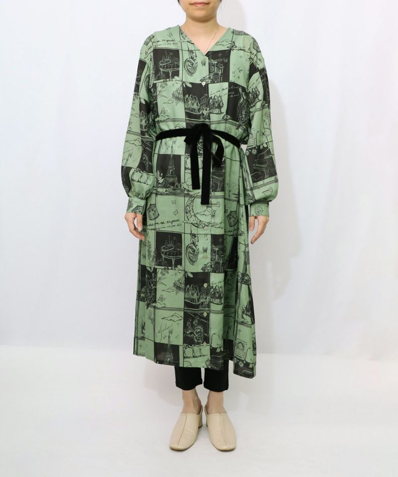 パリとブロックチェック柄ワンピース-13