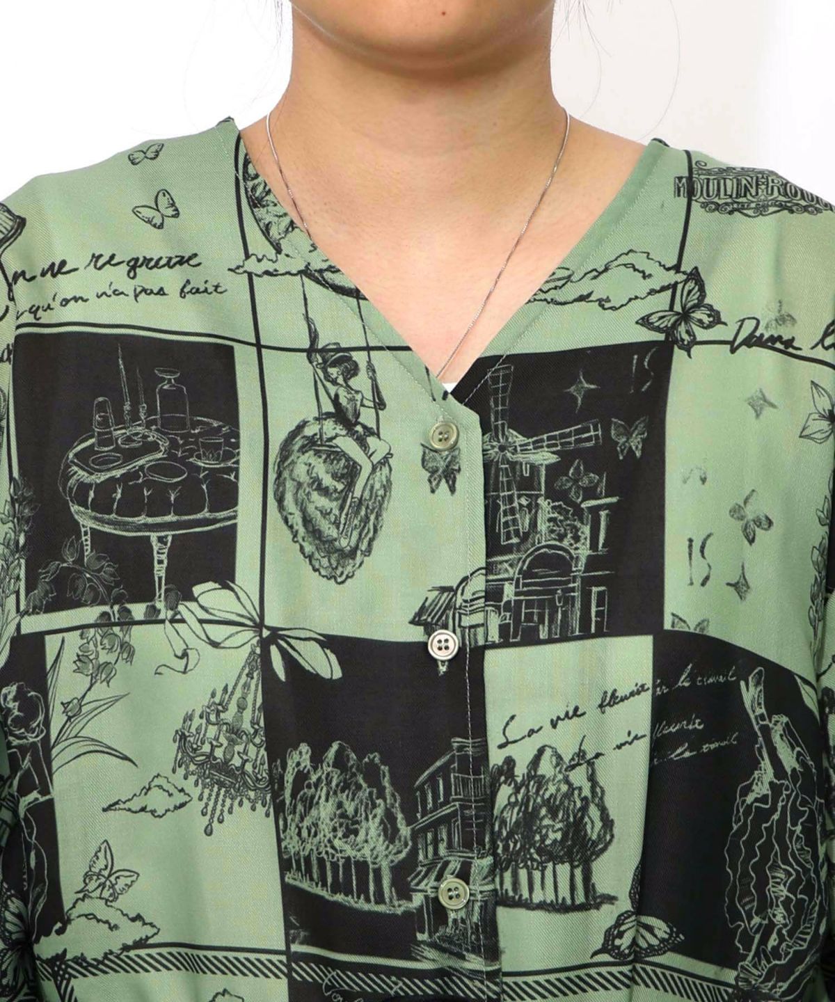 パリとブロックチェック柄ワンピース-17