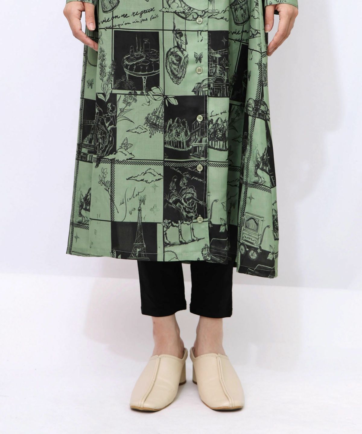 パリとブロックチェック柄ワンピース-19