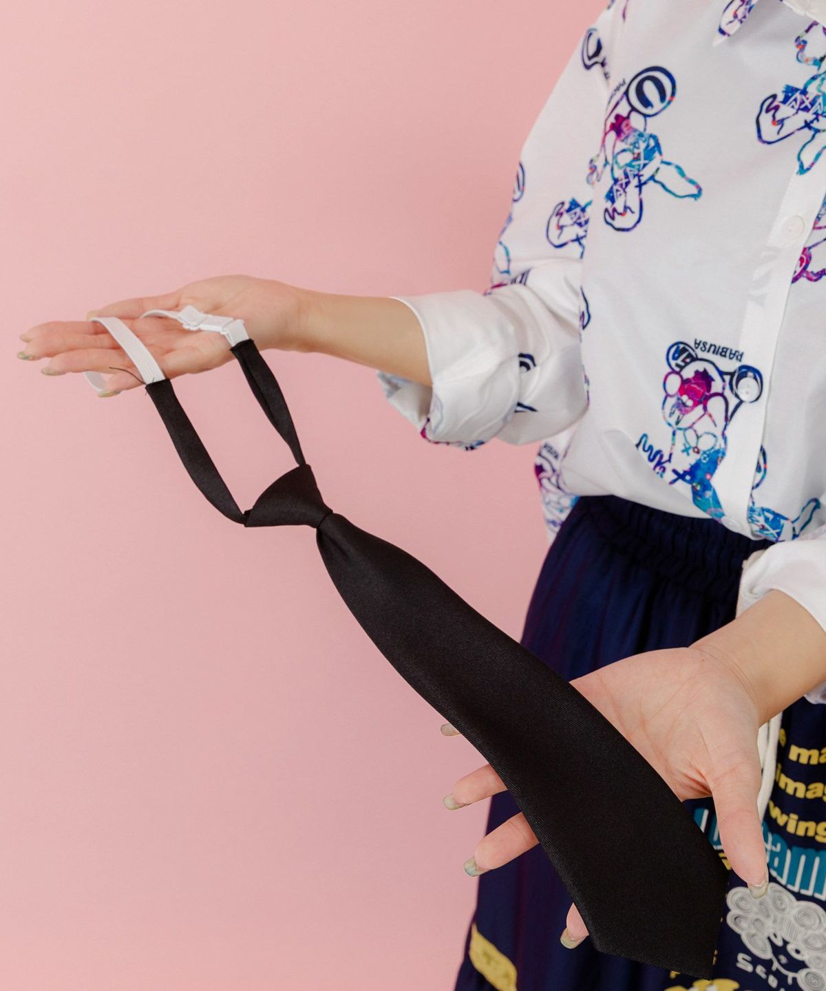 パチうさ×ラビル柄 ネクタイ付きシャツ-8