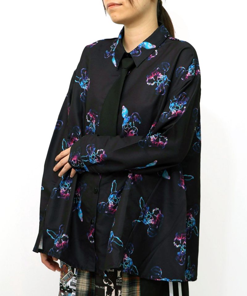 パチうさ×ラビル柄 ネクタイ付きシャツ-14