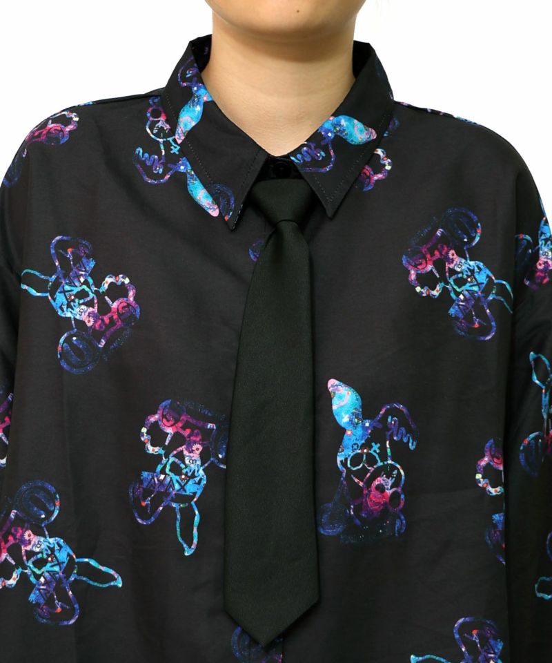 パチうさ×ラビル柄 ネクタイ付きシャツ-17