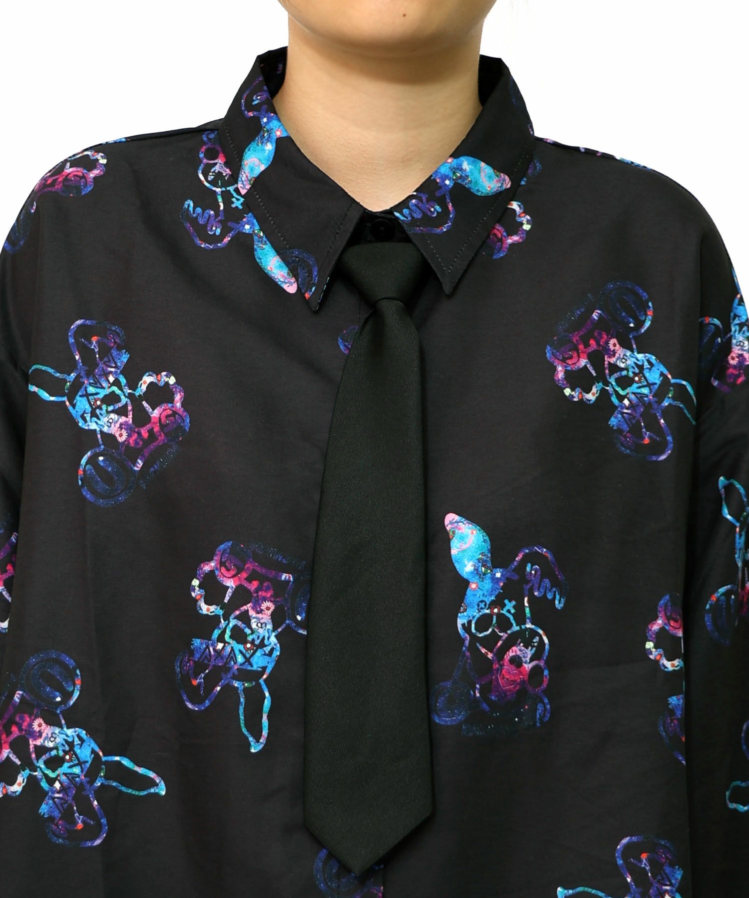 パチうさ×ラビル柄 ネクタイ付きシャツ-17