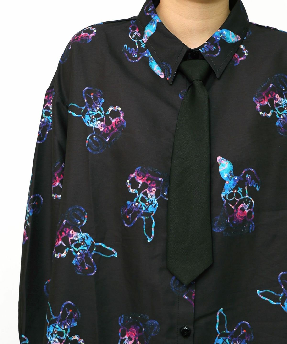 パチうさ×ラビル柄 ネクタイ付きシャツ-18