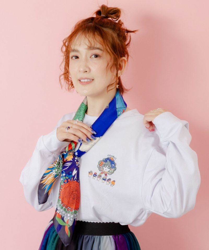 ぷりけつキノコ柄スカーフ付ロンTシャツ-1