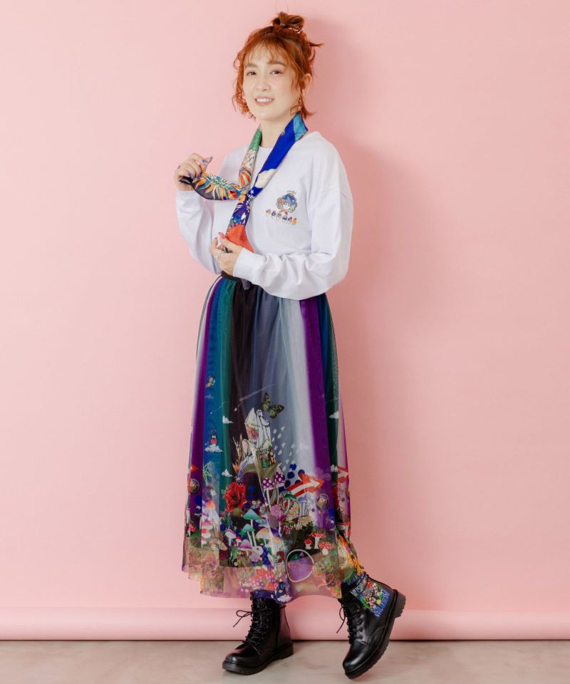 ぷりけつキノコ柄スカーフ付ロンTシャツ-2