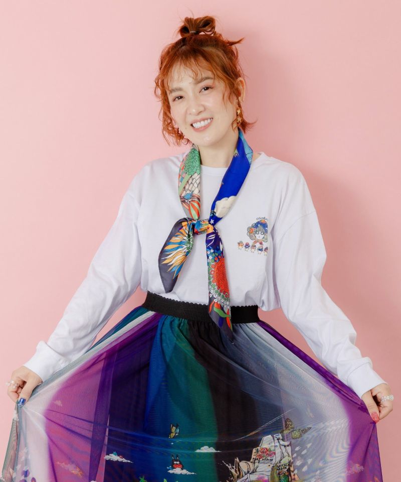 ぷりけつキノコ柄スカーフ付ロンTシャツ-3