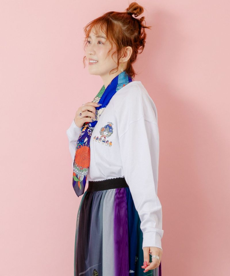ぷりけつキノコ柄スカーフ付ロンTシャツ-4
