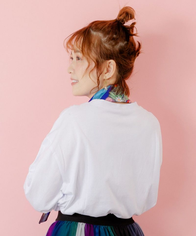 ぷりけつキノコ柄スカーフ付ロンTシャツ-5