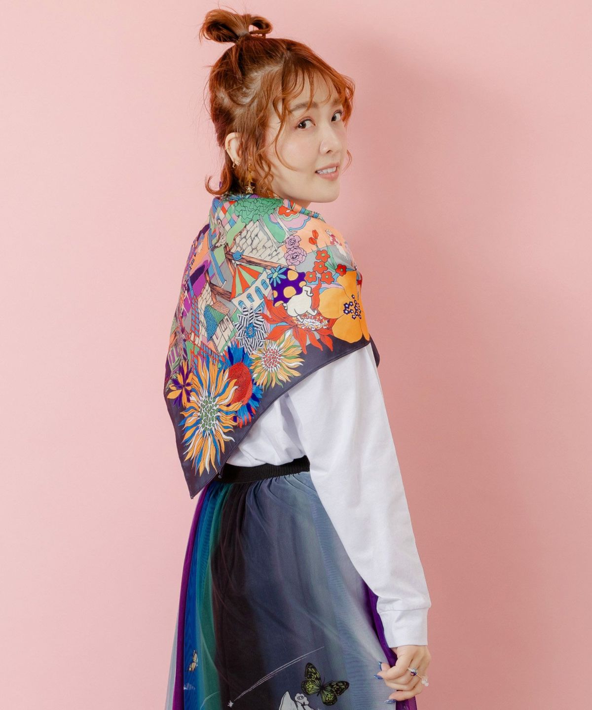 ぷりけつキノコ柄スカーフ付ロンTシャツ-7