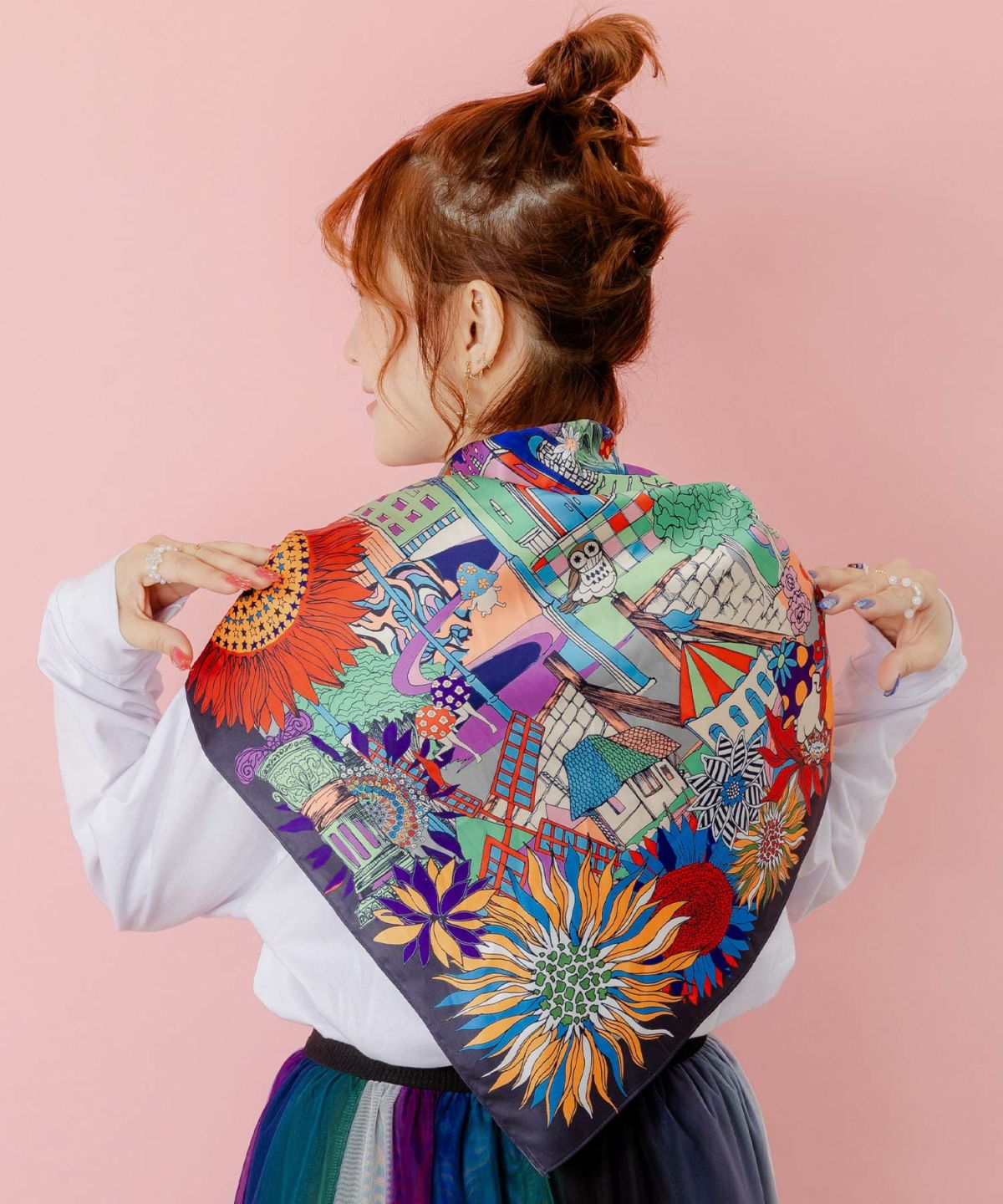 ぷりけつキノコ柄スカーフ付ロンTシャツ-8