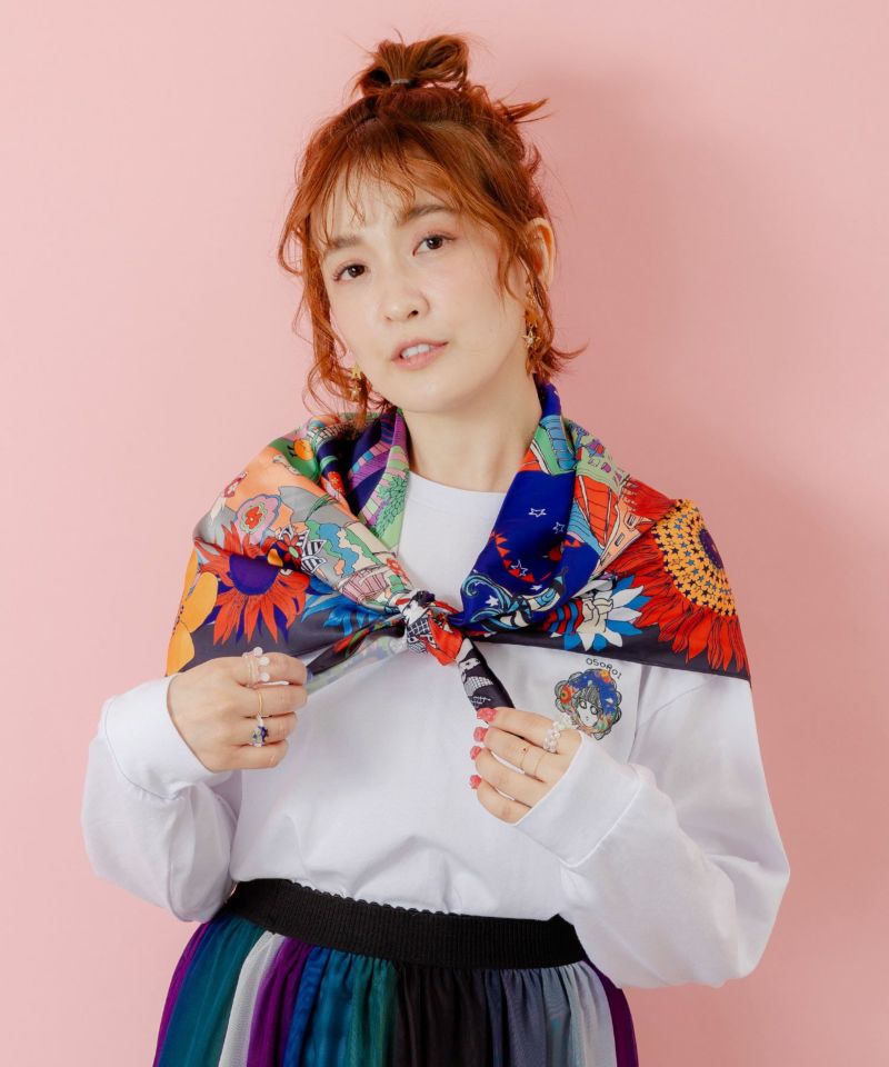 ぷりけつキノコ柄スカーフ付ロンTシャツ-12