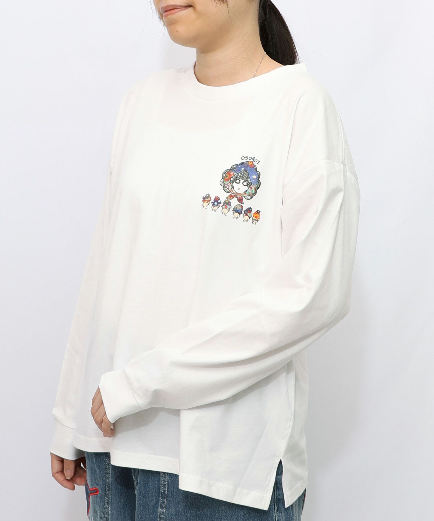 ぷりけつキノコ柄スカーフ付ロンTシャツ-14